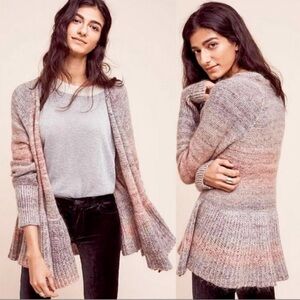 Knitted & Knotted Anthropologie Large Open Front Mohair & Wool Blend Cardigan